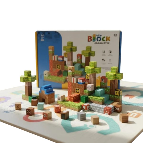 Set de Constructie Cuburi Magnetice Minecraft Block 117 Piese