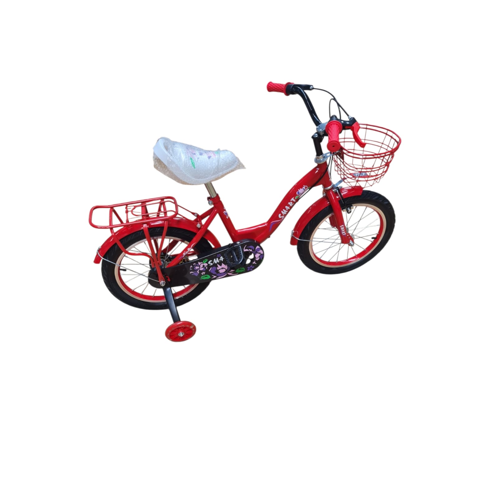 pavaj parc Bicicleta cu Roti Ajutatoare si Cosulet pentru Copii 16 Inch - Rosu