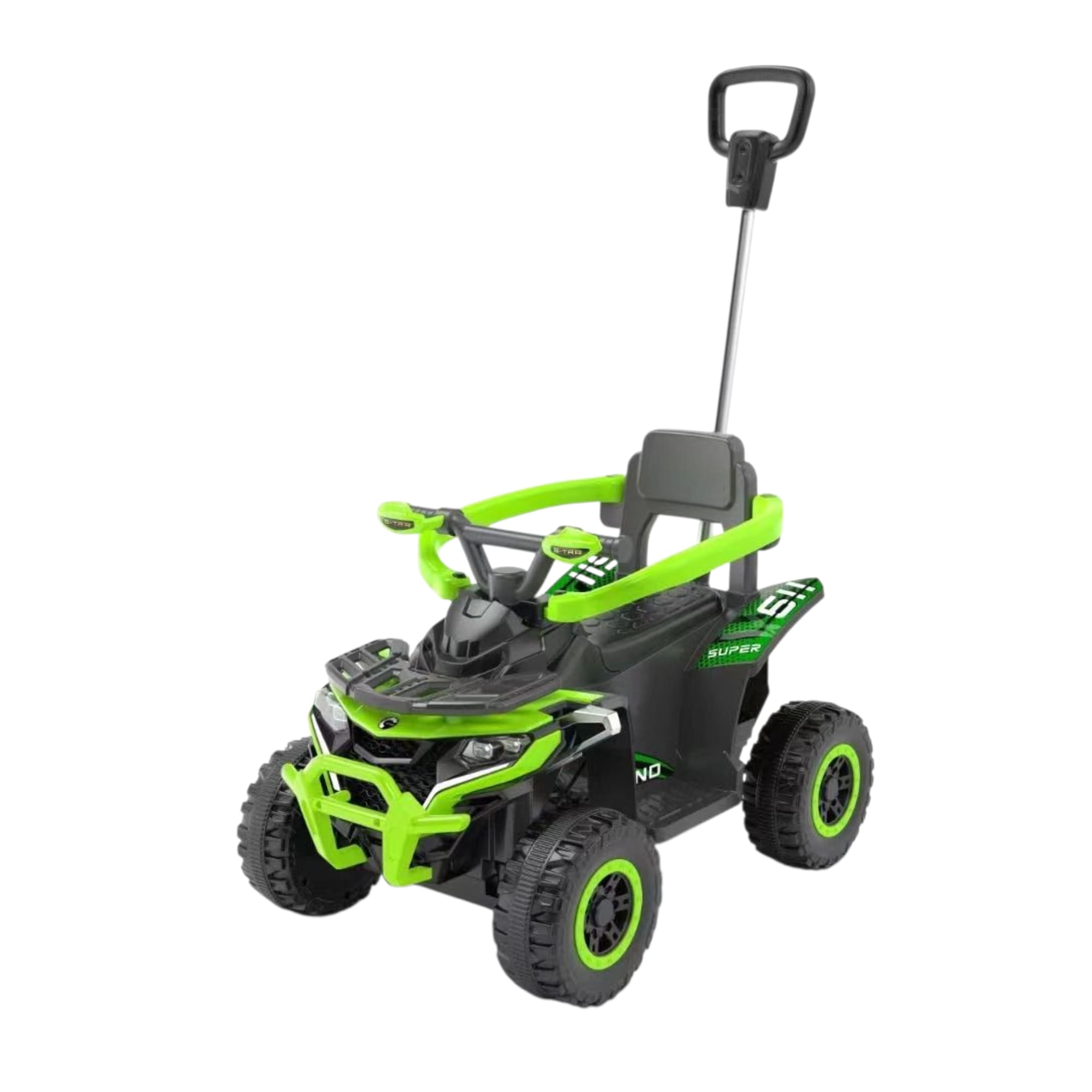 pavaje alei Atv Electric 6V cu Maner de Impins si Telecomanda Sunete Lumini - Verde