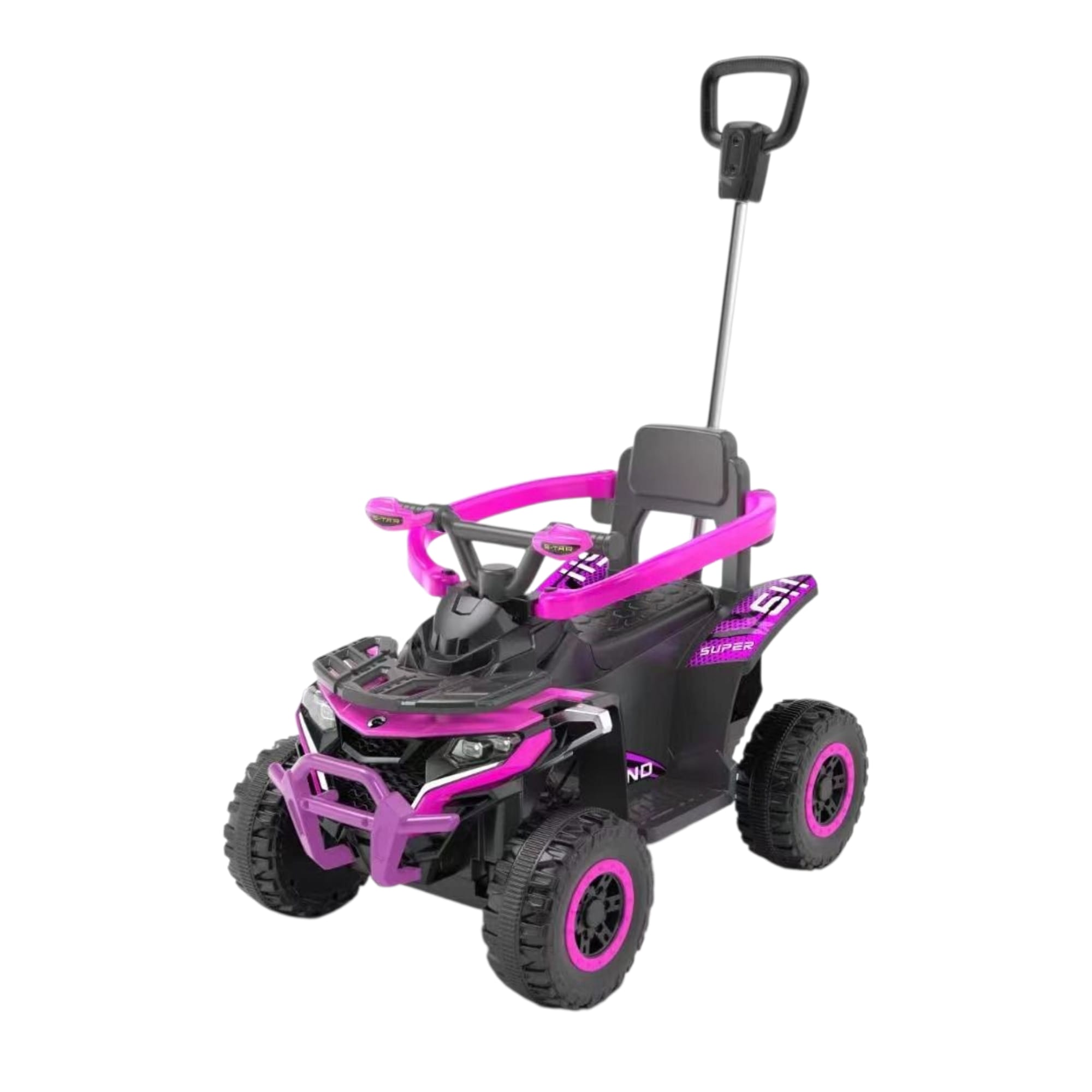 pavaje alei Atv Electric 6V cu Maner de Impins si Telecomanda Sunete Lumini - Roz