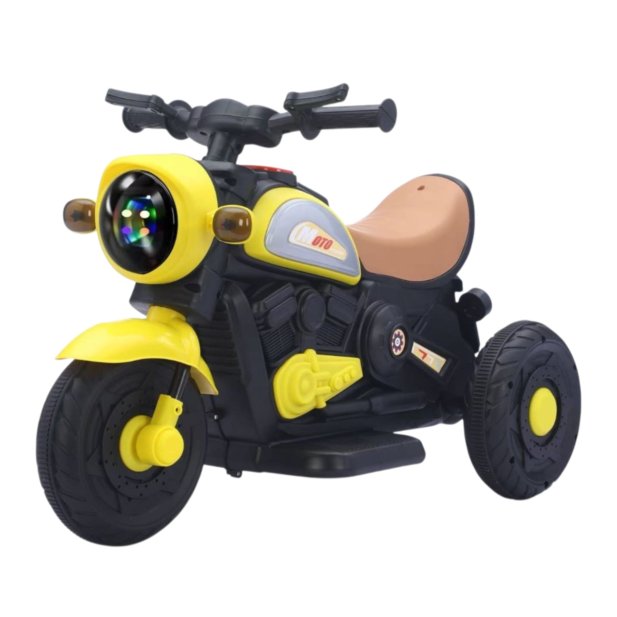 tricicleta Motocicleta Electrica pentru Copii cu 3 Roti Sunete si Lumini - galben