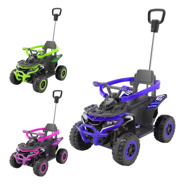 Atv Electric 6V cu Maner de Impins si Telecomanda Sunete Lumini