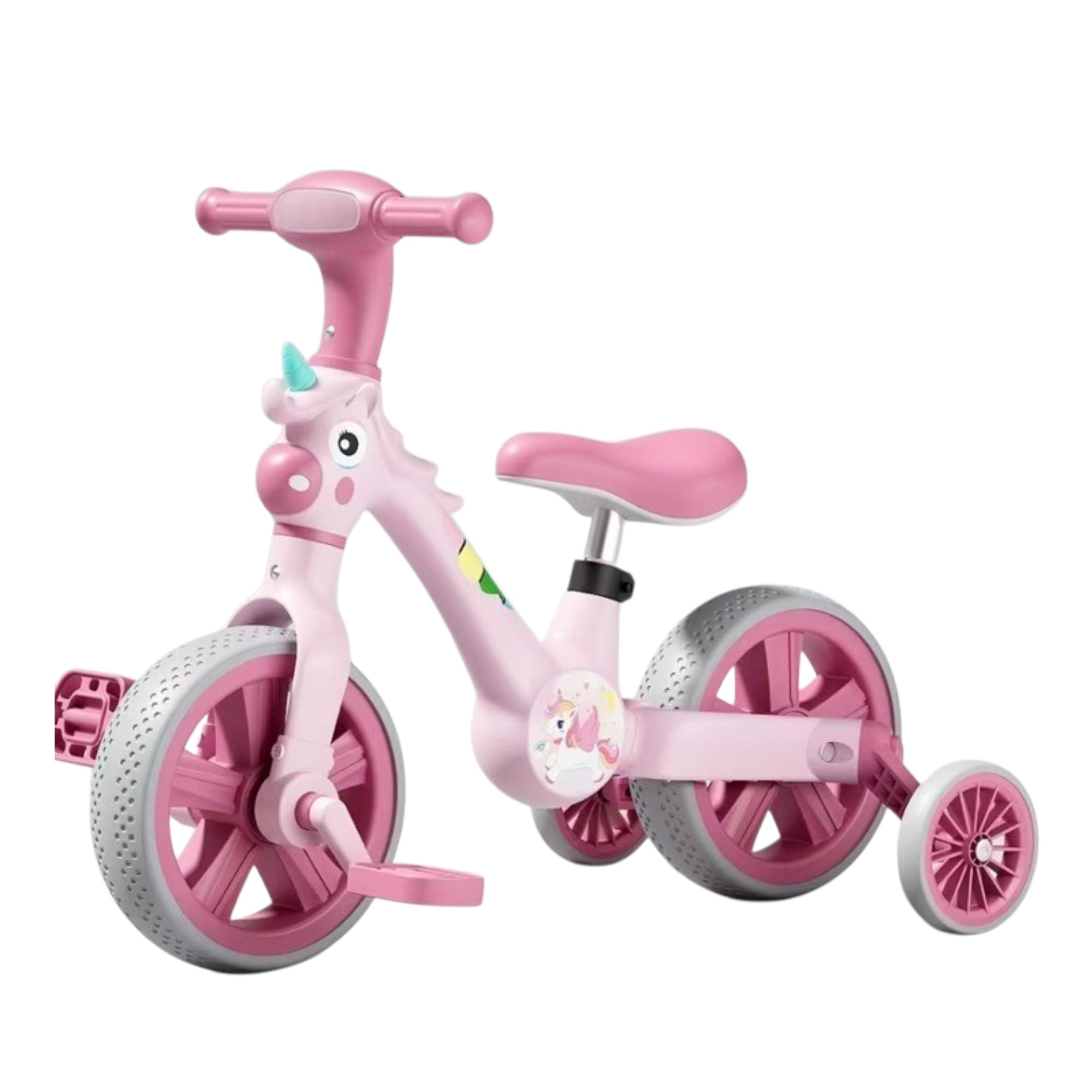 jante Bicicleta Reglabila model Unicorn 2 in 1 pentru Copii cu Lumini Led - Roz
