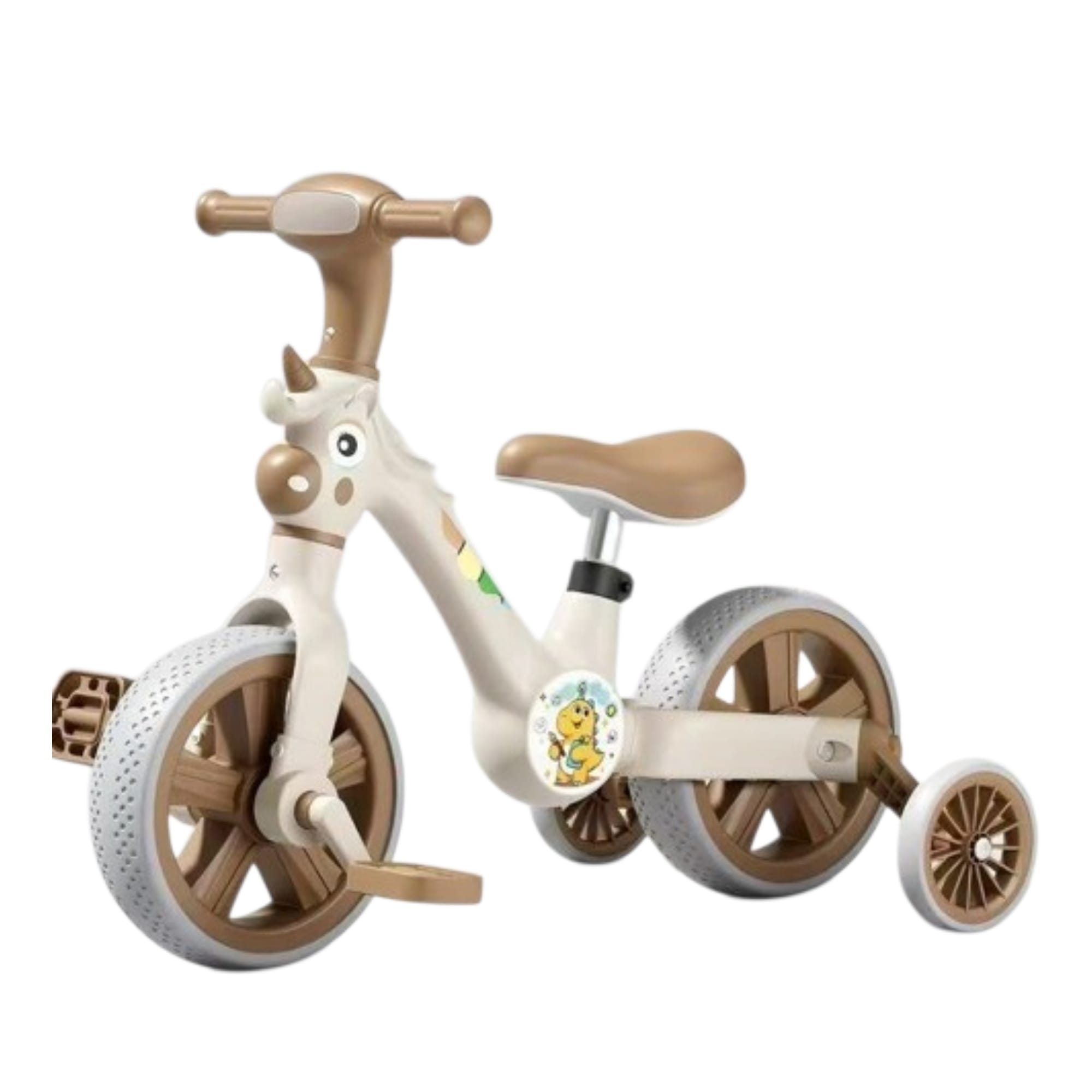 jante Bicicleta Reglabila model Unicorn 2 in 1 pentru Copii cu Lumini Led - Maro