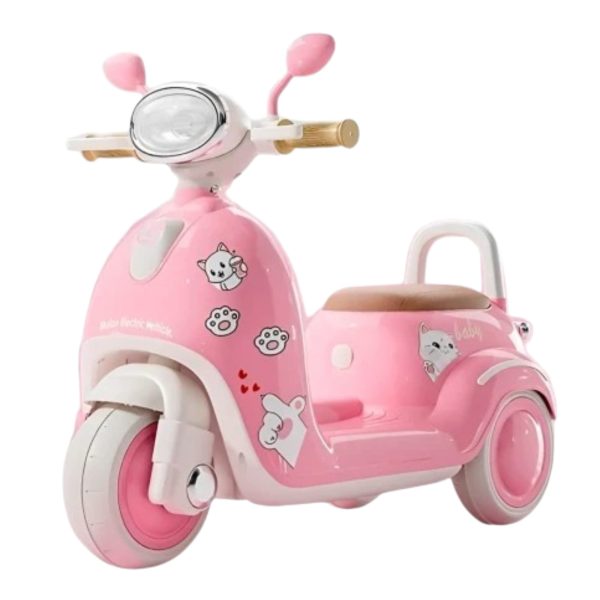 Motocicleta Electrica Pisicuta Roz Baterie 6V Sunete si Lumini