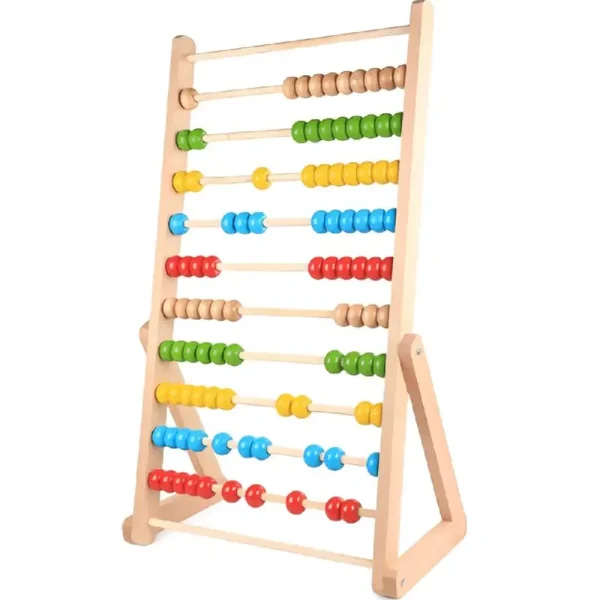 Jucarie Montessori Educativa Abac din Lemn cu 100 Bile Colorate