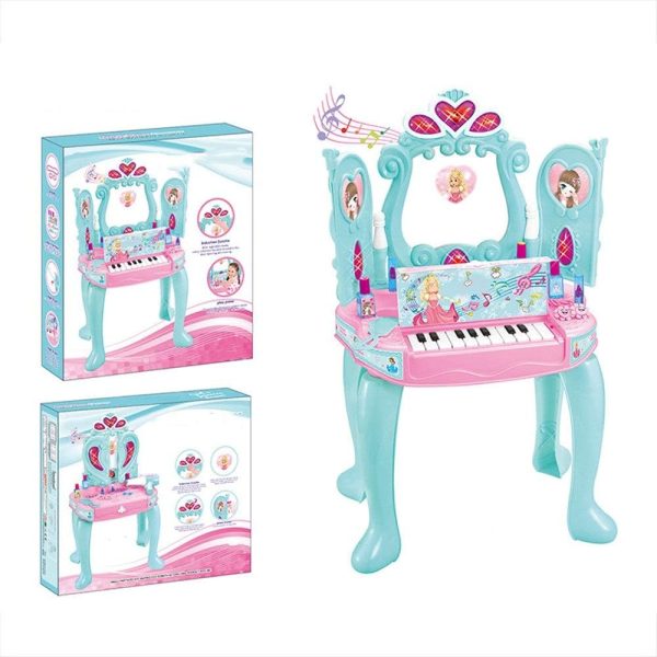 Masuta de Machiaj 2 in 1 pentru Copii cu Oglinda Pian si Accesorii