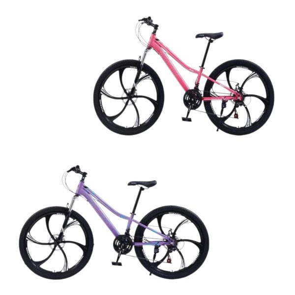 Bicicleta Copii 24 Inch cu Viteze Shimano Frane Disc Roz si Mov