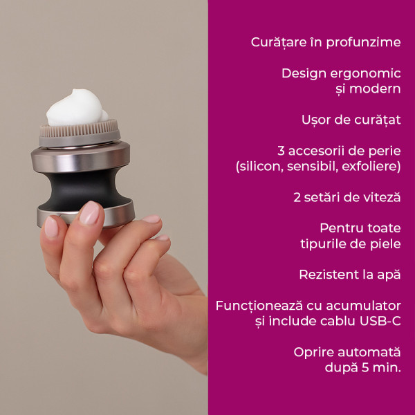 Perie Faciala Rotativa Design Ergonomic cu Accesorii 2
