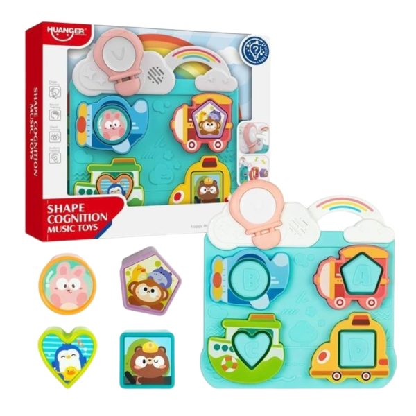 Jucarie Educativa Busy Board Copii cu Forme Muzica si Activitati