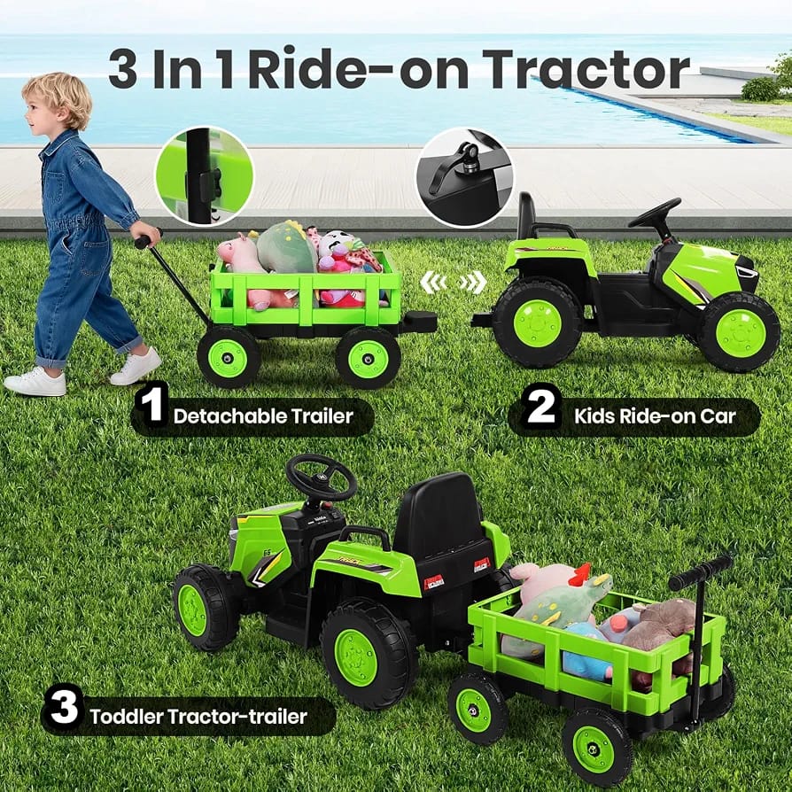 Tractor Electric pentru Copii 3 in 1 cu Remorca si Telecomanda 1