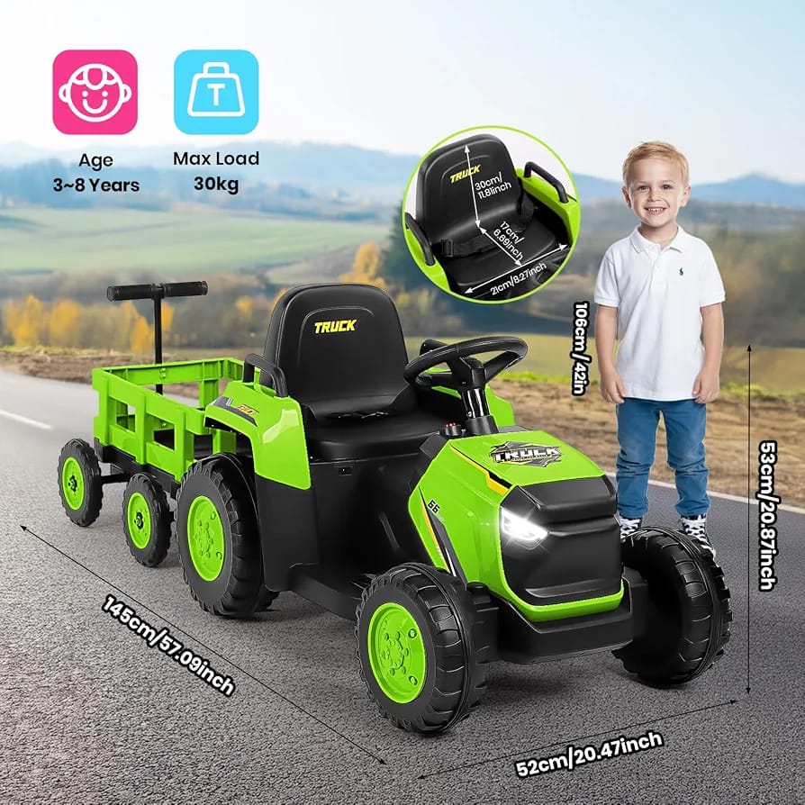 Tractor Electric pentru Copii 3 in 1 cu Remorca si Telecomanda 2