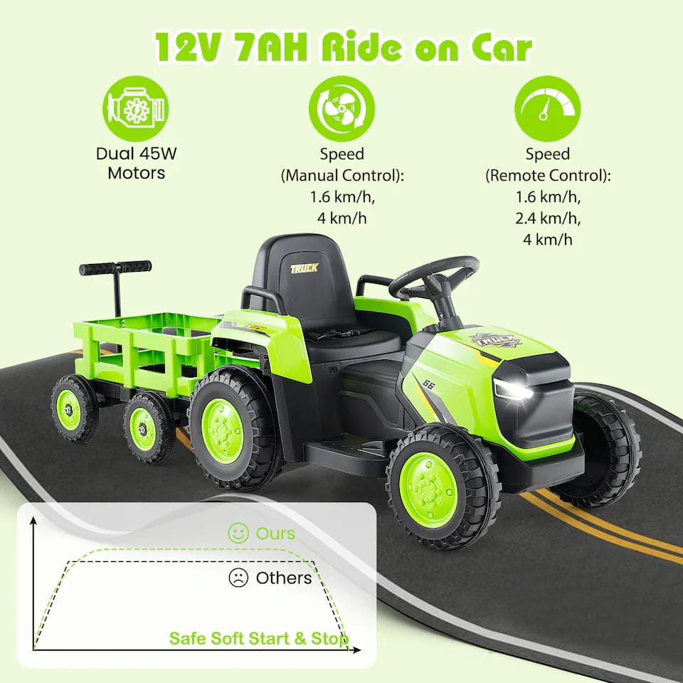 Tractor Electric pentru Copii 3 in 1 cu Remorca si Telecomanda 5