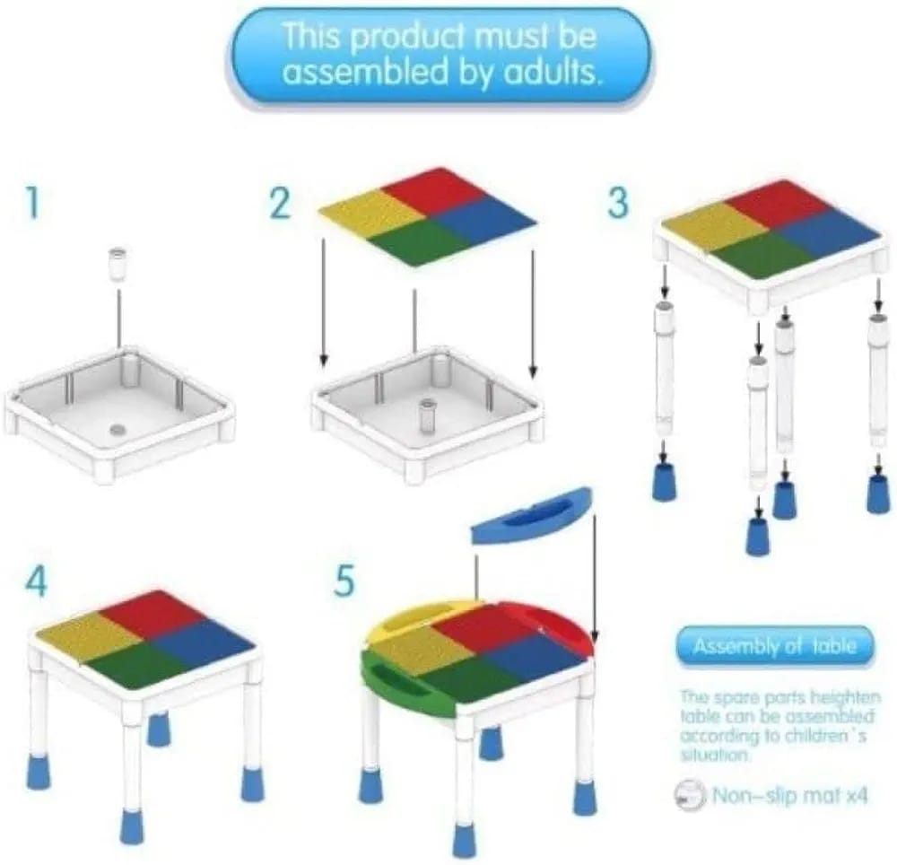 Masuta Constructii Cuburi Lego si Duplo 2 in 1 cu Scaunele 4