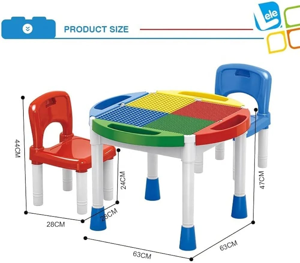 Masuta Constructii Cuburi Lego si Duplo 2 in 1 cu Scaunele 3