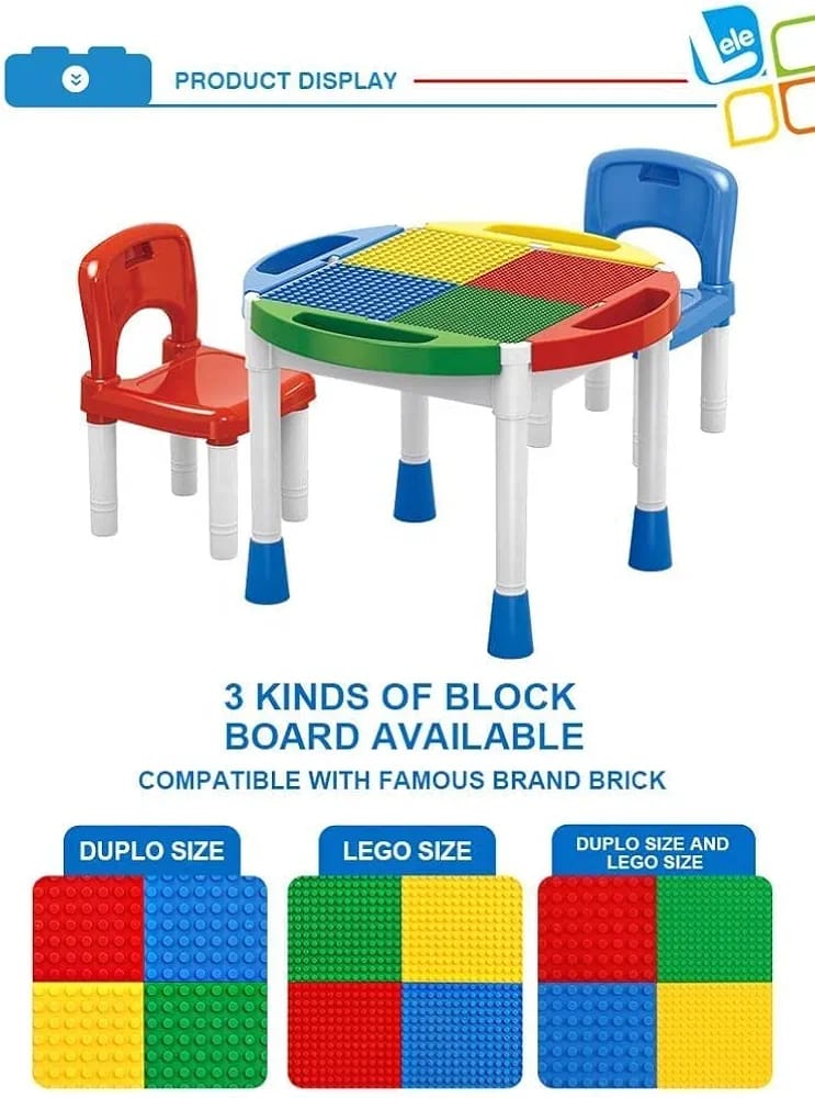 Masuta Constructii Cuburi Lego si Duplo 2 in 1 cu Scaunele 5