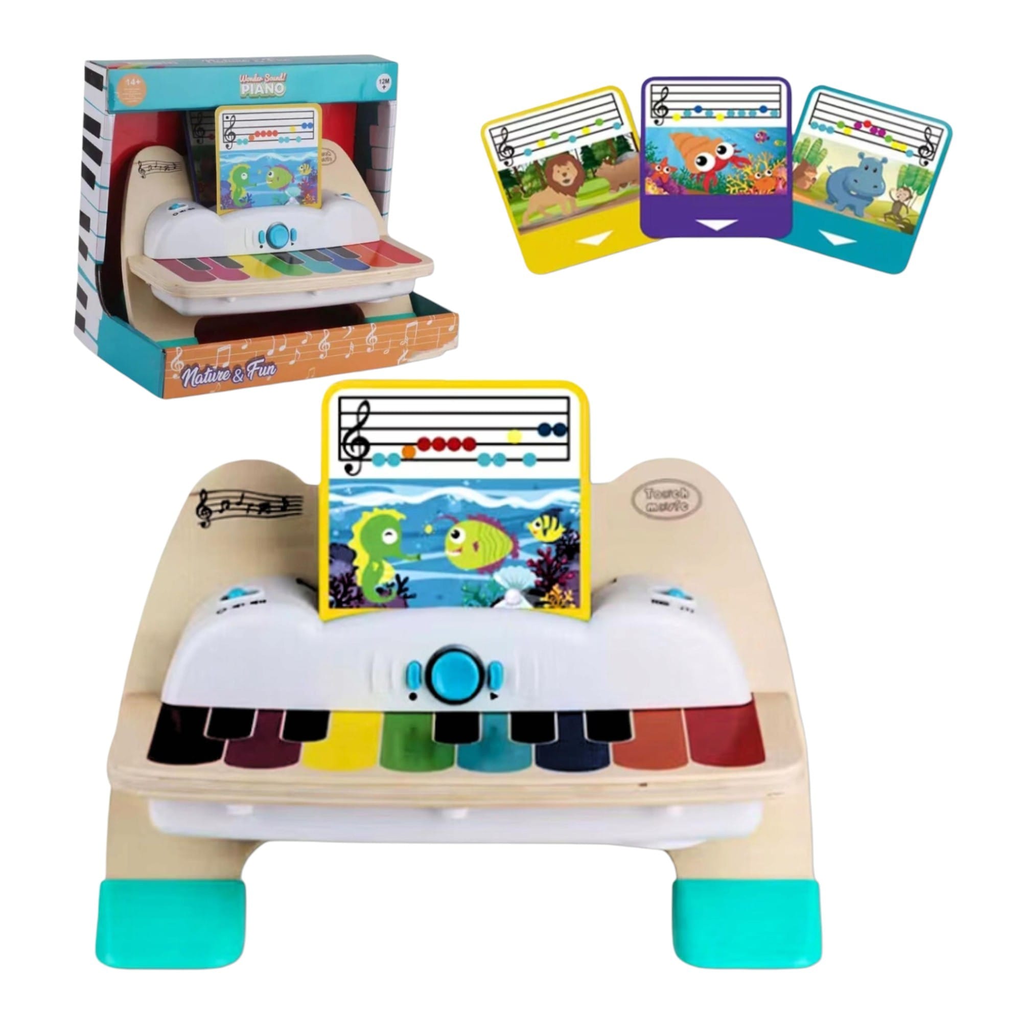 Pian Muzical Interactiv Tactil din Lemn cu Carduri Muzicale