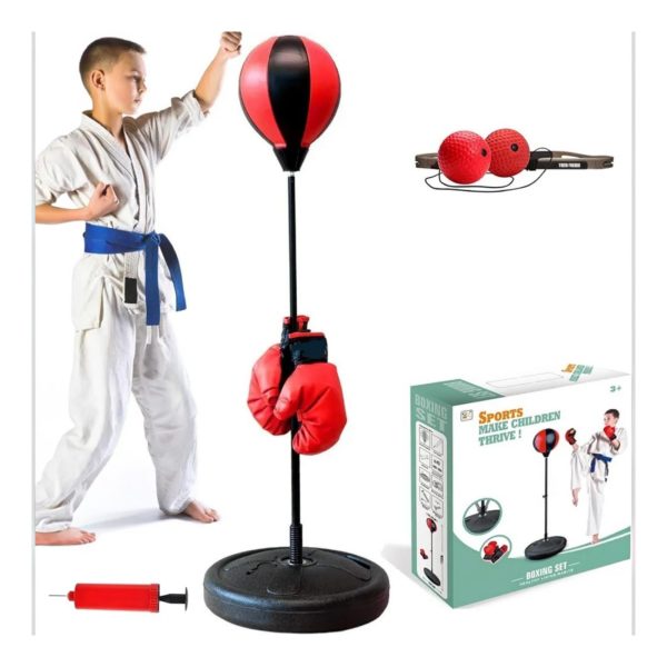 Set de Box pentru Copii cu Inaltime Reglabila si Manusi