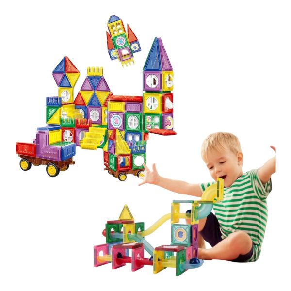 Set de Constructie Magnetic 3D pentru Copii cu Piese Geometrice