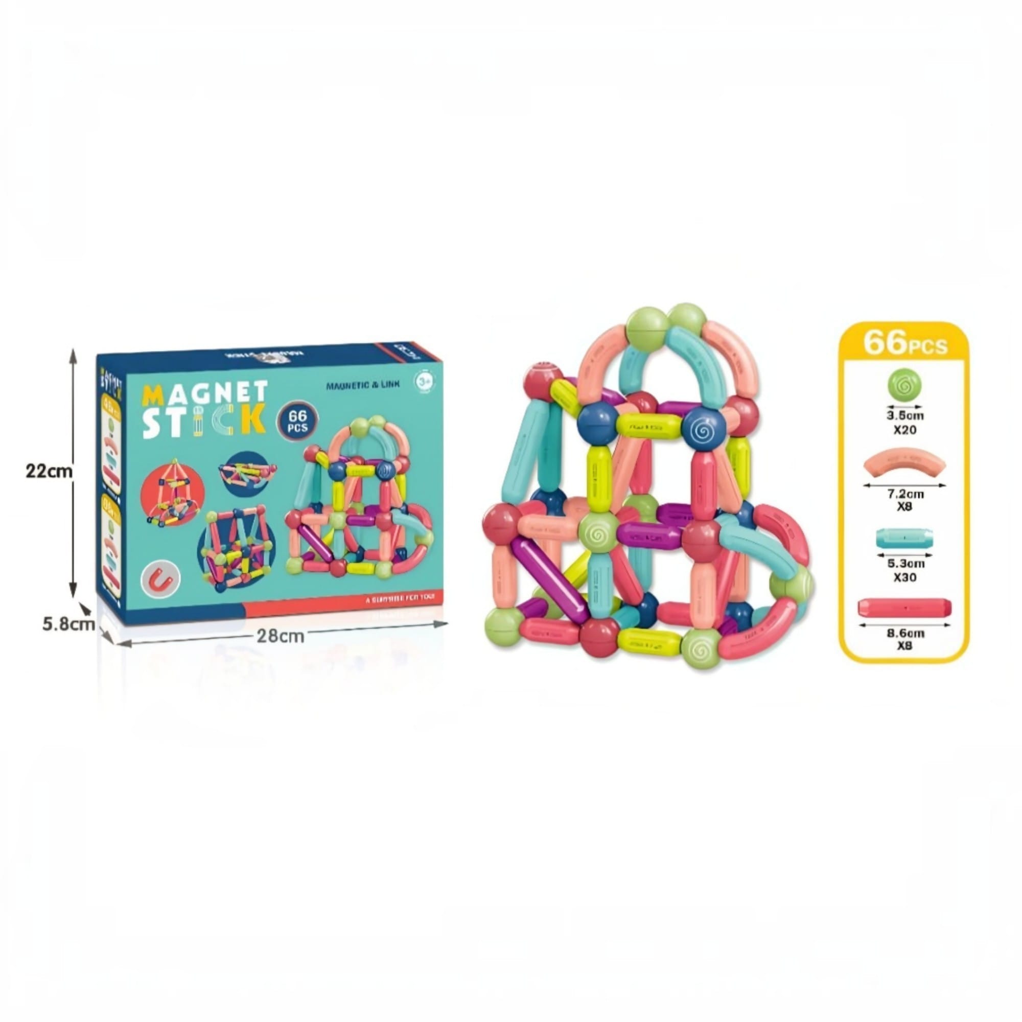 Joc de Constructie Magnetic Magnet Stick pentru Copii 6