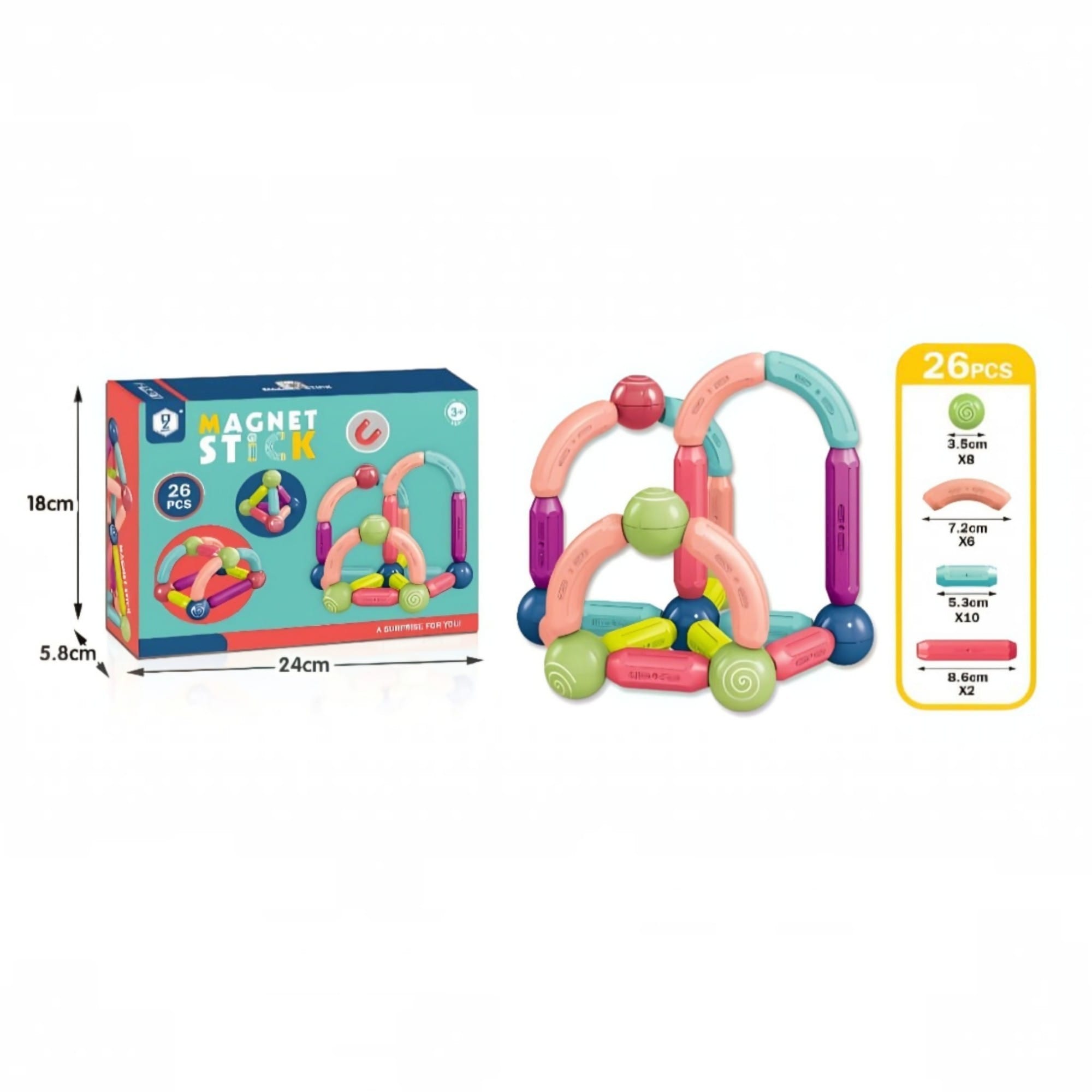 Joc de Constructie Magnetic Magnet Stick pentru Copii 2