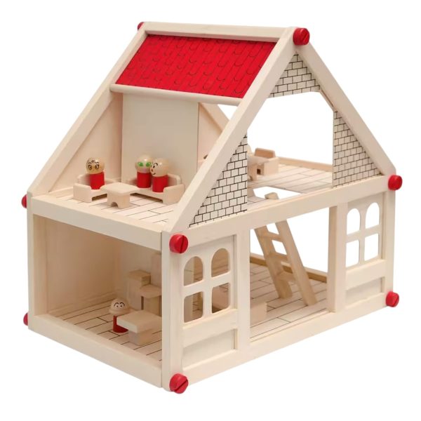 Casuta din Lemn pentru Copii cu Figurine si Mobilier Incluse