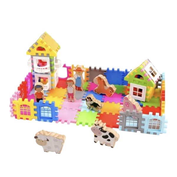 Joc de Constructie Tip Puzzle 3D Ferma cu Figurine si Animalute