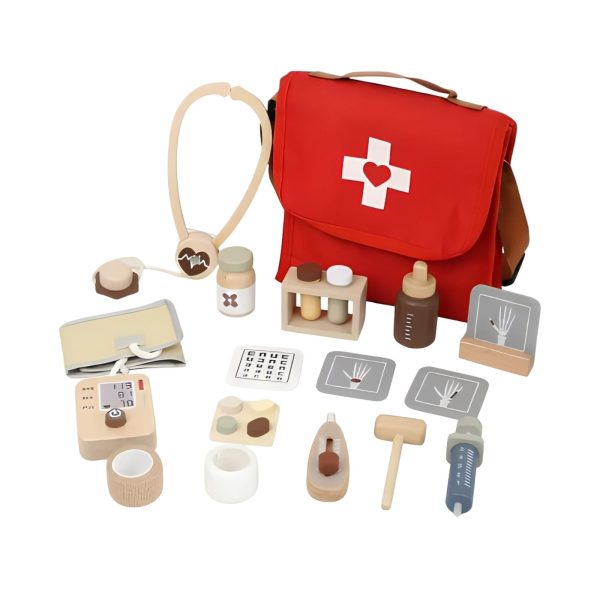 Trusa Medicala Montessori din Lemn cu Accesorii pentru Copii