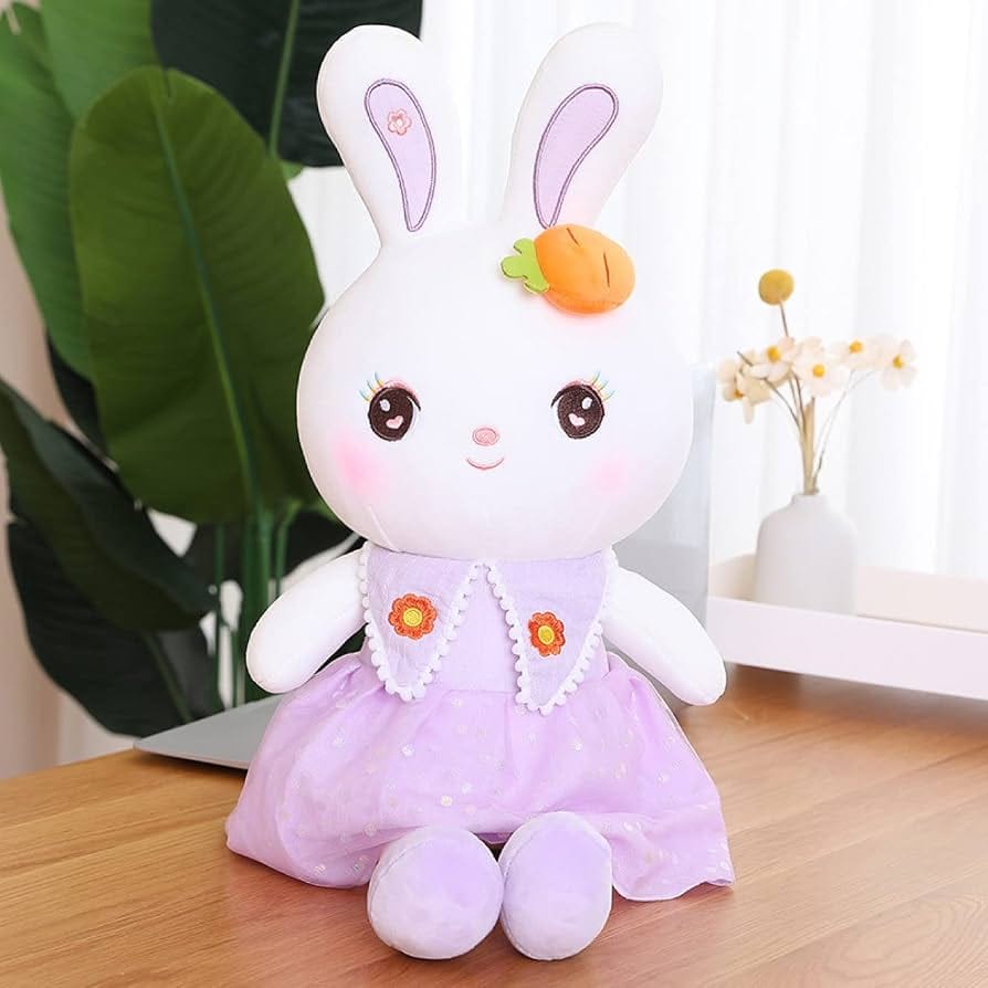 Iepuras din Plus pentru Copii cu Rochita Eleganta 80 cm 2