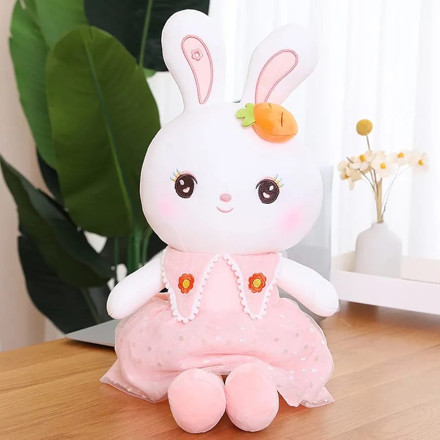 Iepuras din Plus pentru Copii cu Rochita Eleganta 80 cm 3
