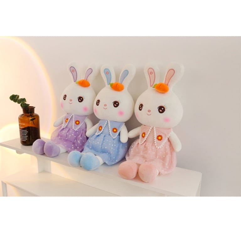 Iepuras din Plus pentru Copii cu Rochita Eleganta 80 cm 1