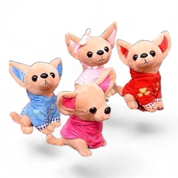 Set 4 Figurine Catelusi din Plus Chihuahua 17 cm