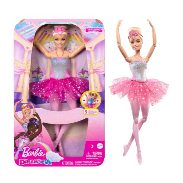Papusa Barbie Balerina cu Efecte Luminoase Magice si Tiara