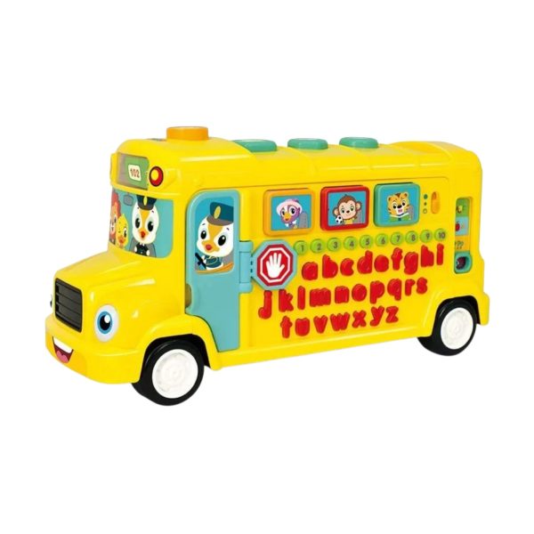 Jucarie Autobuz Scolar Educativ si Interactiv cu Sunete si Lumini