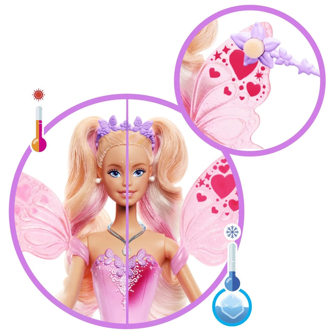 Papusa Barbie Zana Magica Color Change Fairy cu Accesorii 3