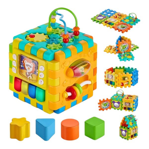 Cub Interactiv Modular 6 in 1 pentru Copii cu Pian cu Lumini