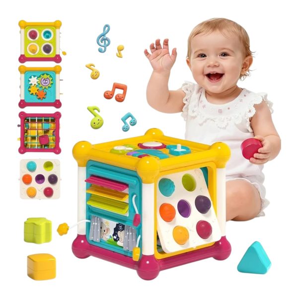 Cub Montessori 6 in 1 cu Sortator Instrumente Muzicale