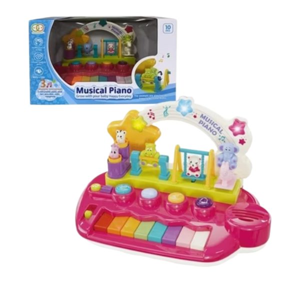 Pian Interactiv cu Sunete si Lumini cu Animalute si 5 Moduri