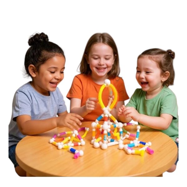 Joc de Construit Magnetic Stem cu Tuburi Elastice pentru Copii