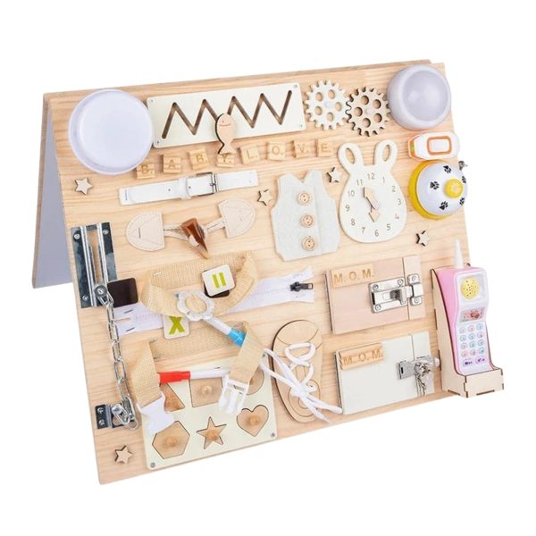Placa Senzoriala din Lemn 2 in 1 Montessori pentru Copii