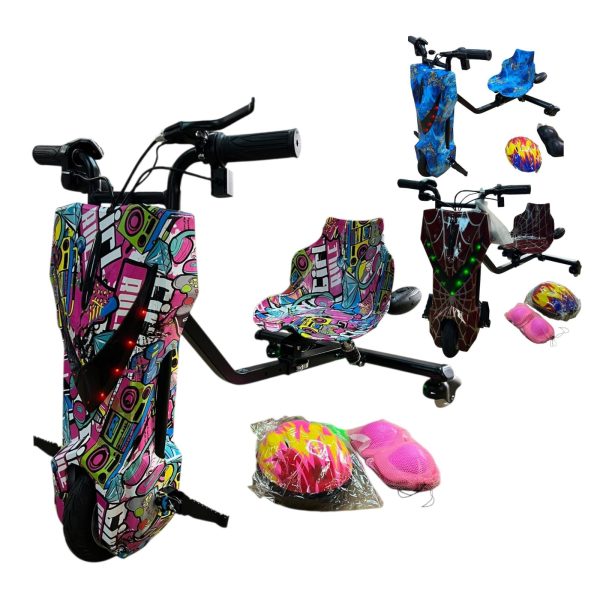 Tricicleta Electrica Drift cu Efect de Fum Set Protectie pentru Copii